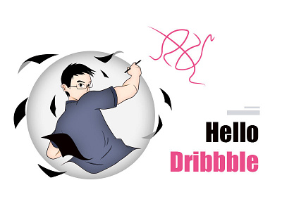 Hello Dribbble! design hand drawing illustration photoshop
