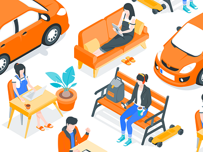 Isometric Illustrations for Ornikar boy car charachter drive girl illustration illustrator isometric license people vector