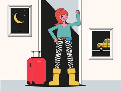 Back home character color girl home illustration line pop pop art stroke vector