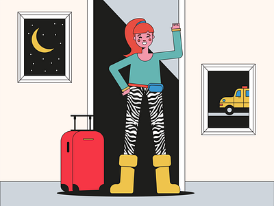 Back home character color girl home illustration line pop pop art stroke vector