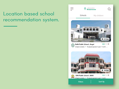 School Net (mobile app) admissions android app card card design design ios location app material design mobile rating react native school school app school recommendation ui uiux ux