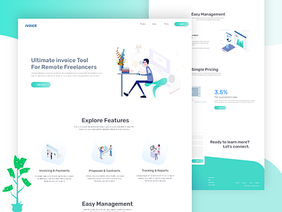 Online invoice for freelancer web app concept business design landing page software landing page template typography ui design ux ux design web web template web ui web ux webdesign