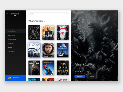 Amazon Prime Redesign alien amazon app app dashboard dashboard interface movie player prime trending ui design ui ux video stream web design
