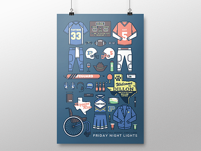 Friday Night Lights | TV Parts Poster adobe illustrator alternative poster coach taylor dillon panthers football friday night lights illustration monoweight tim riggins tv tv series poster tv show vector