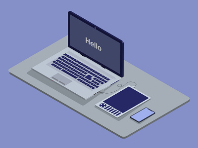 Isometric desk design flat illustration illustrator isomatric isometric design vector