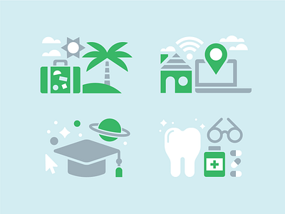 Benefit Icons blue graduate green home icons kevinmoran laptop pills tooth wfh