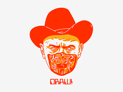 dRAW! cowboy design graphic harryvector illustration line man in black minimal robot sci fi science fiction type typography westworld yul brynner