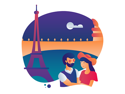 Love travel to Paris couple eiffeltower france gradient love paris travel vacation