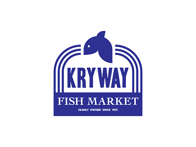 Kryway Fish Market Rebrand Logo badge branding design flat graphic design graphic art icon illustration illustrator lettering logo minimal retro type typography vector