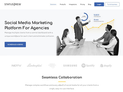 Agencies Solution Page agencies agency branding graphic design saas landing page socialmedia socialmediamarketing ui ui ux design uidesign user interface website website design