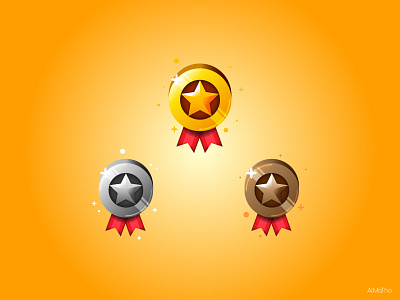 Winner Medals almatho bright bronze challenge colours design game art game asset gold icon illustration medals prize silver vector visual winner