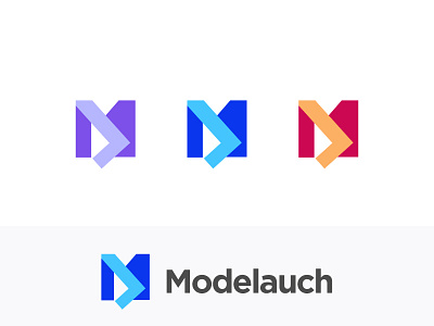 Modelaunch / video blue brand clean color concept creative fashion flat gradient icon illustration launch letter logo minimal monogram play red vector video