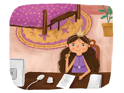 Princess Sofija art book illustration child children art children book children book illustration children illustration computer creative desk draw girl illustration princess room writing