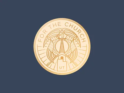For the Church • Utah badge engraving etching icon illustration logo peter voth design vector