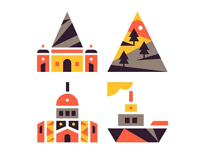 PP icons building icon mountain ship travel