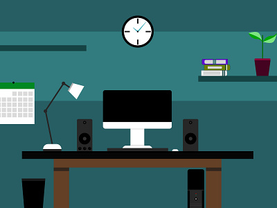 Workspace apple design flat house illustration imac office ofice vector work workspace