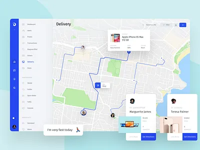 Jet Admin admin panel apple cart chat dashboard delivery interface iphone maps web