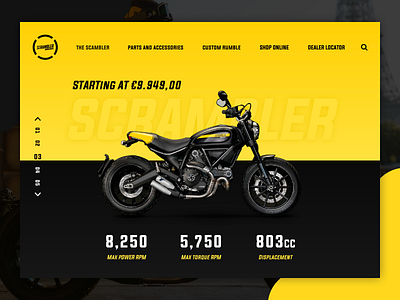 Ducati Scrambler One Page Design app design ducati illustration landing landing page logo moto motorbike motorcycle one page one page design one page template ux ux design