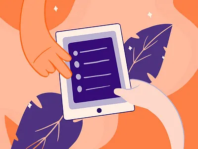 Ipad Illustration hands ipad plants stars