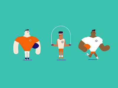 Team Players athlete characters exercise flat football gym illustration minimal rugby sports team