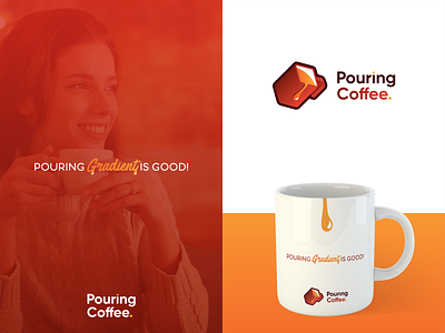 Pouring Cofee branding cafe cafe branding cofee colors concept creative golden ratio gradient inspiration logo mug red vector