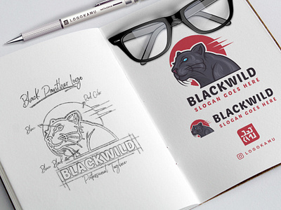 Black Wild Logo animal black black panther brand branding cat design drawing esports icon identity illustration label logo logo process mascot panther sketch vector wild