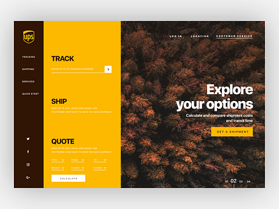 concept design of ups website brown cargo clean design design designer landing landingpage tracking ui ups userinterface ux webdesign website yellow