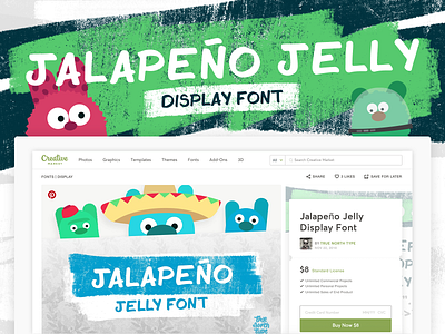 Jalapeño Jelly Display Font 🌶🌶🌶 cartoon creative font creative market cute design display font fiesta fiesta font font font design fresh fun hand made hand made font jalapeno marker font spicy type typography uppercase