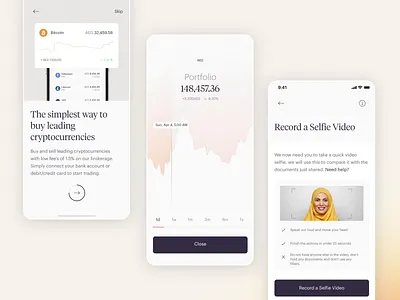Rain: iOS App animation clean crypto finance gradient interaction minimal onboard portfolio product ui