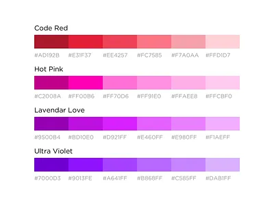 Color Pallet amethyst blue brand assets branding color palette colorful design hot pink lavendar magenta pink purple red ui uid uiux uiuxdesign ux violet warm colors