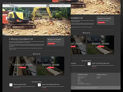 Website homepage for G Mooney Groundworks commercial construction design digging groundworks homepage services web web design website wordpress