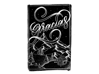 Gracias illustration lettering pointillism procreate textures thanksgiving