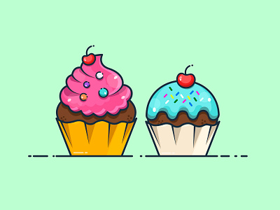 DESSERT TIME! candy cherry color cup cake design dessert illustration illustration art illustrator cc vector