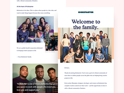 Welcome Email community design email kickstarter newsletter people photography typography welcome