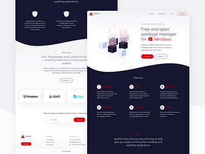 AppGet design illustration interface landing landing page redesign typography ui ux wave website windows