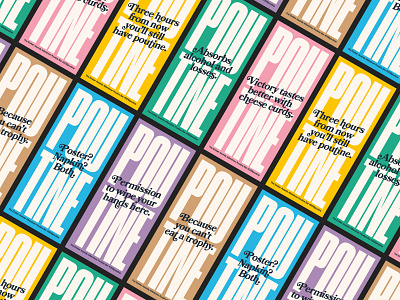 Poutine Posters blue brown cheese condensed food fries gravy green minimal pink poutine purple script typeface typography vector yellow