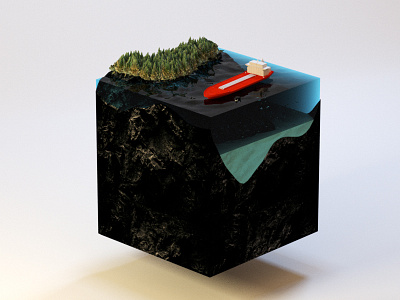 West coast vibes 3d cinema4d isometric orca ship