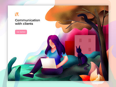 Communication Illustration animals app artwork branding bread byte design chat design digital graphic illustration lady laptop texture typography ui ux vector web woman work