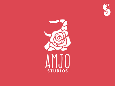 Amjo Studios Logo bull design flower logo nature rose