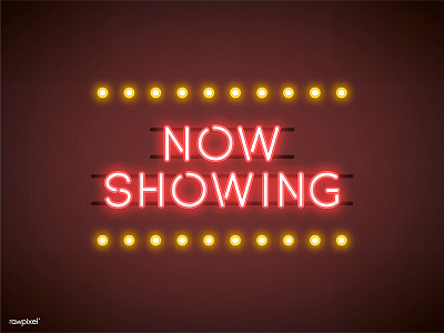 ' Now Showing ' Neon Sign cinema graphic neon sign theater vector