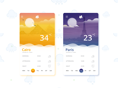 Meteoro weather app app concept culture. weather figma illustration ios music play watch