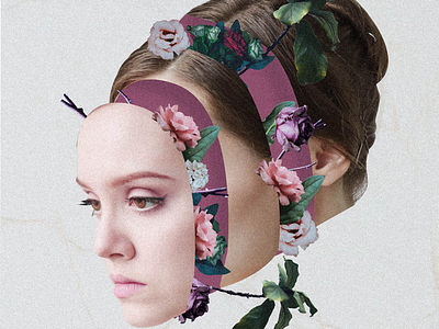 The breeze canvas digital artwork flowers print surrealism woman
