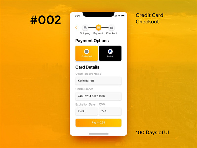 100 Days of UI - #2 Credit Card Checkout 100 day ui challenge design gradient ios mobile app ui