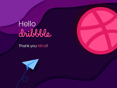 Hello Dribbble debut illustration paperplane