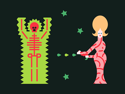 Mars attacks! alien chracter electric electric shock fantasy girl graphic human illustration mars attacks movie skeleton star thriller