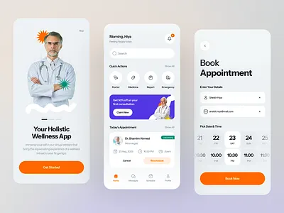 Wellness App UI app design book appointment book consultant clean ui doctor app ui doctor booking dribbble algo health app illustration ios design mobile design popular ui ui design user interface ux wellness app