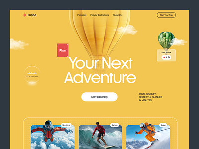 Trippo - Website Design adventure adventure guide airbnp landing page plan trip tour planner travel travel planner trip ui uidesign ux website website design