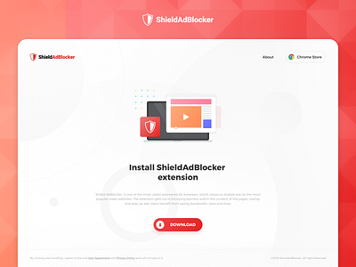 AdBlocker Chrome extension download chrome design download extension illustration landing page material design ui web web design web page