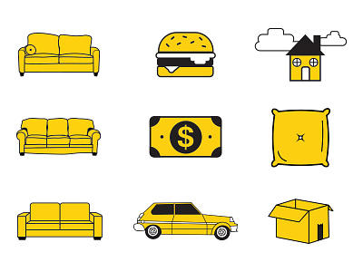 Icons for "A Guide to Living on Your Friends Couch" design graphic graphic design icon illustration vector