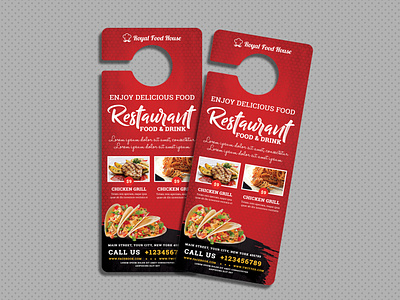 Restaurant door hanger door hanger door hanger doorhanger design icon typography ui ux vector